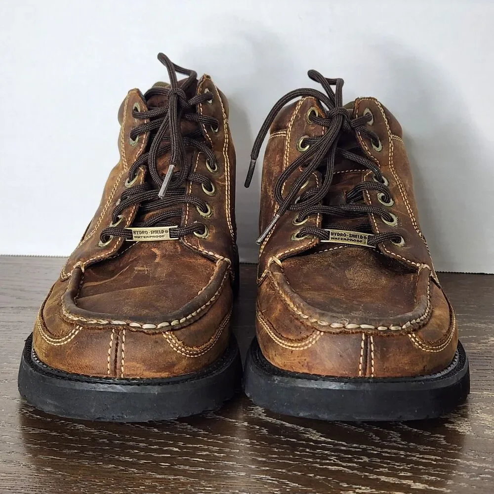 Rockport Mens Hydro-Shield APM7312RW Waterproof Moc Toe Brown Leather Boots Sz 8